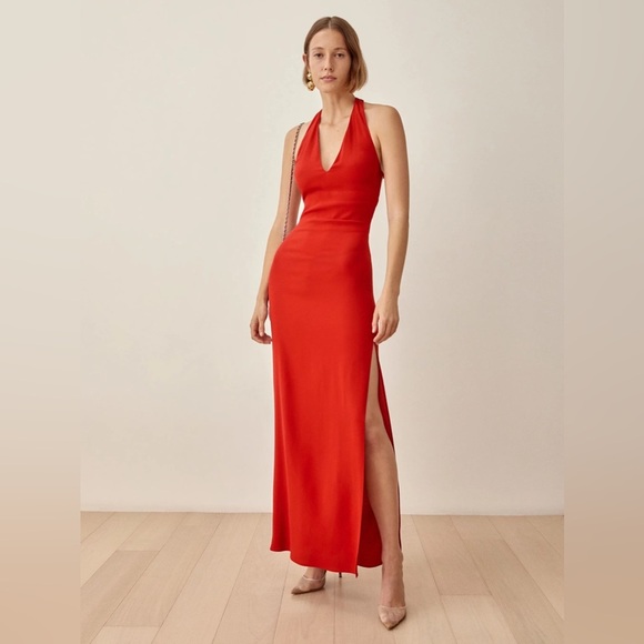 NWT Reformation cherry red Ennis gown dress - Picture 1 of 9